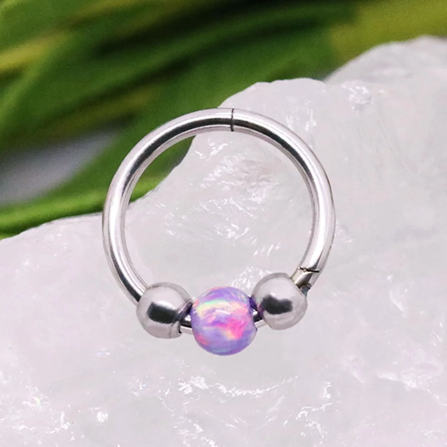 Nose Rings Hoops 316L Surgical Steel Septum Hoop Nose Ring Opal Nose Piercings Jewelry 18G Hinged Helix Rook Conch Cartilage Daith Tragus Earring for Women Men