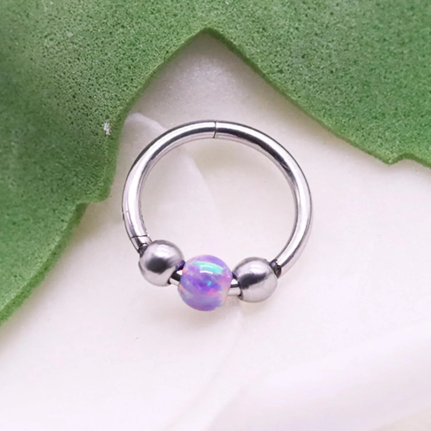 Nose Rings Hoops 316L Surgical Steel Septum Hoop Nose Ring Opal Nose Piercings Jewelry 18G Hinged Helix Rook Conch Cartilage Daith Tragus Earring for Women Men