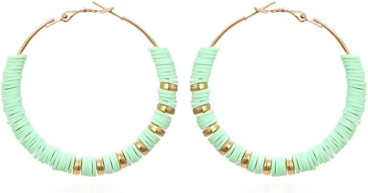 Novelty Women Bohemian Resin Hoop Earrings Handmade Designer Vintage Unique Hoop Earrings Lightweight