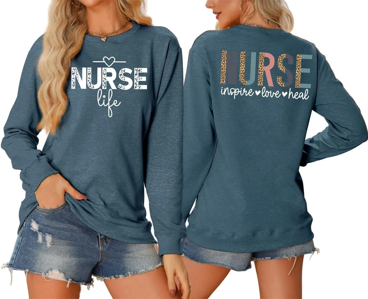 Nurse Life Nurse Sweatshirt Women Graphic Letter Print Long Sleeve Crew Neck Nursing School Graduation Pullover Top