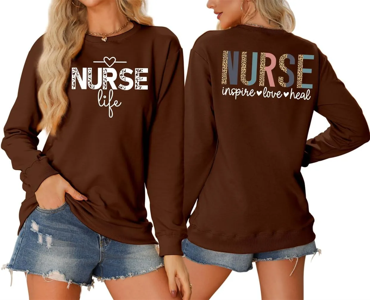 Nurse Life Nurse Sweatshirt Women Graphic Letter Print Long Sleeve Crew Neck Nursing School Graduation Pullover Top