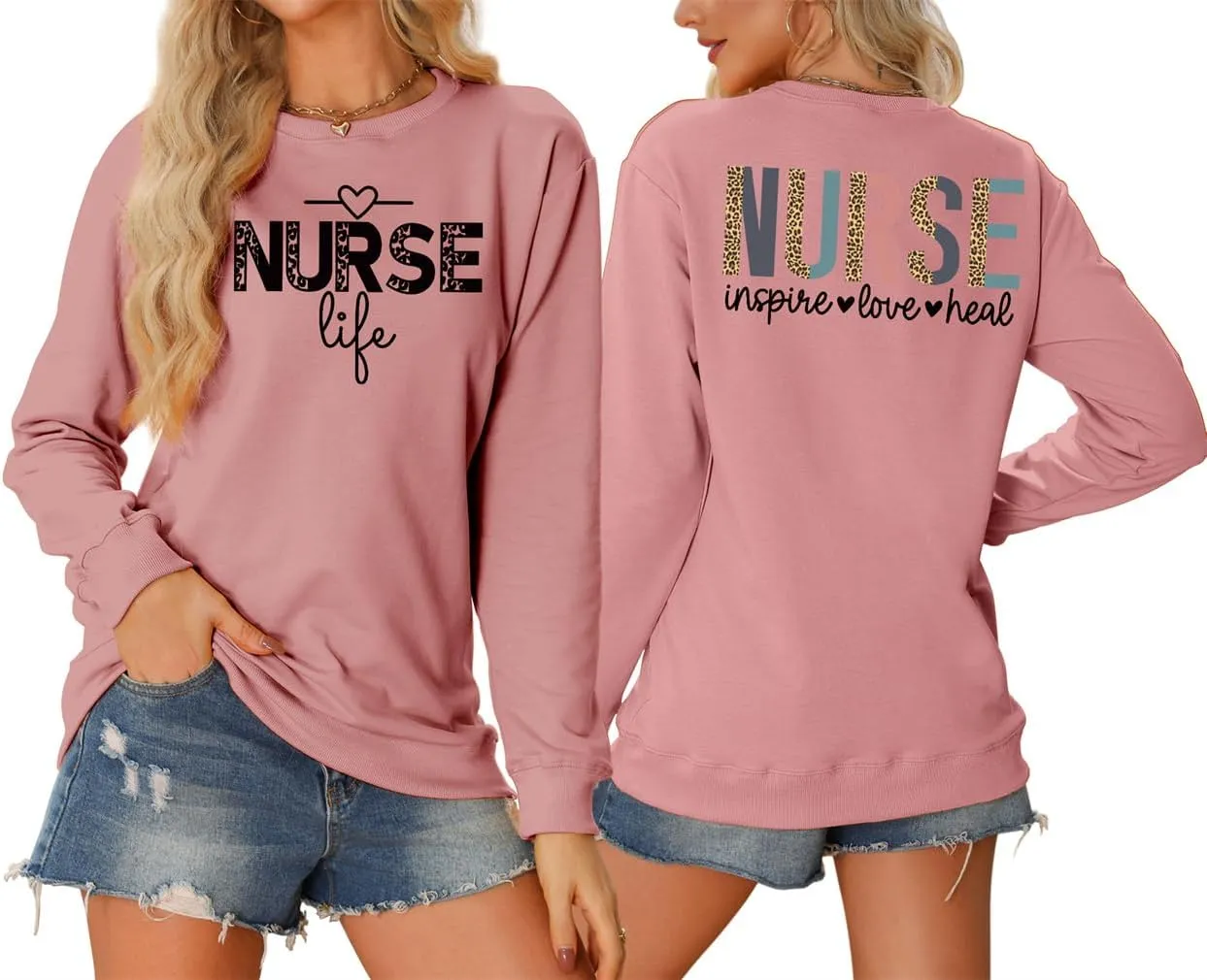 Nurse Life Nurse Sweatshirt Women Graphic Letter Print Long Sleeve Crew Neck Nursing School Graduation Pullover Top