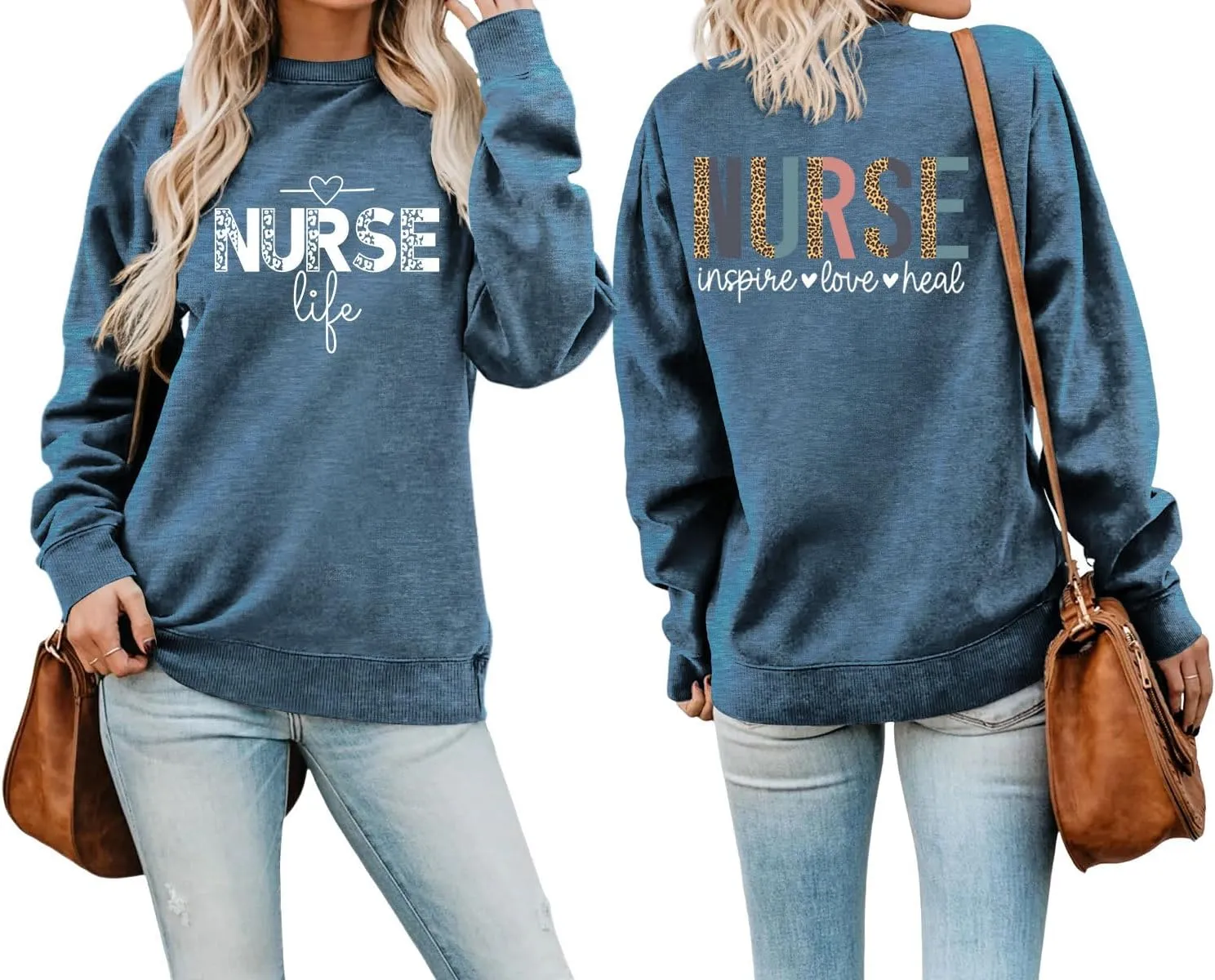 Nurse Life Nurse Sweatshirt Women Graphic Letter Print Long Sleeve Crew Neck Nursing School Graduation Pullover Top