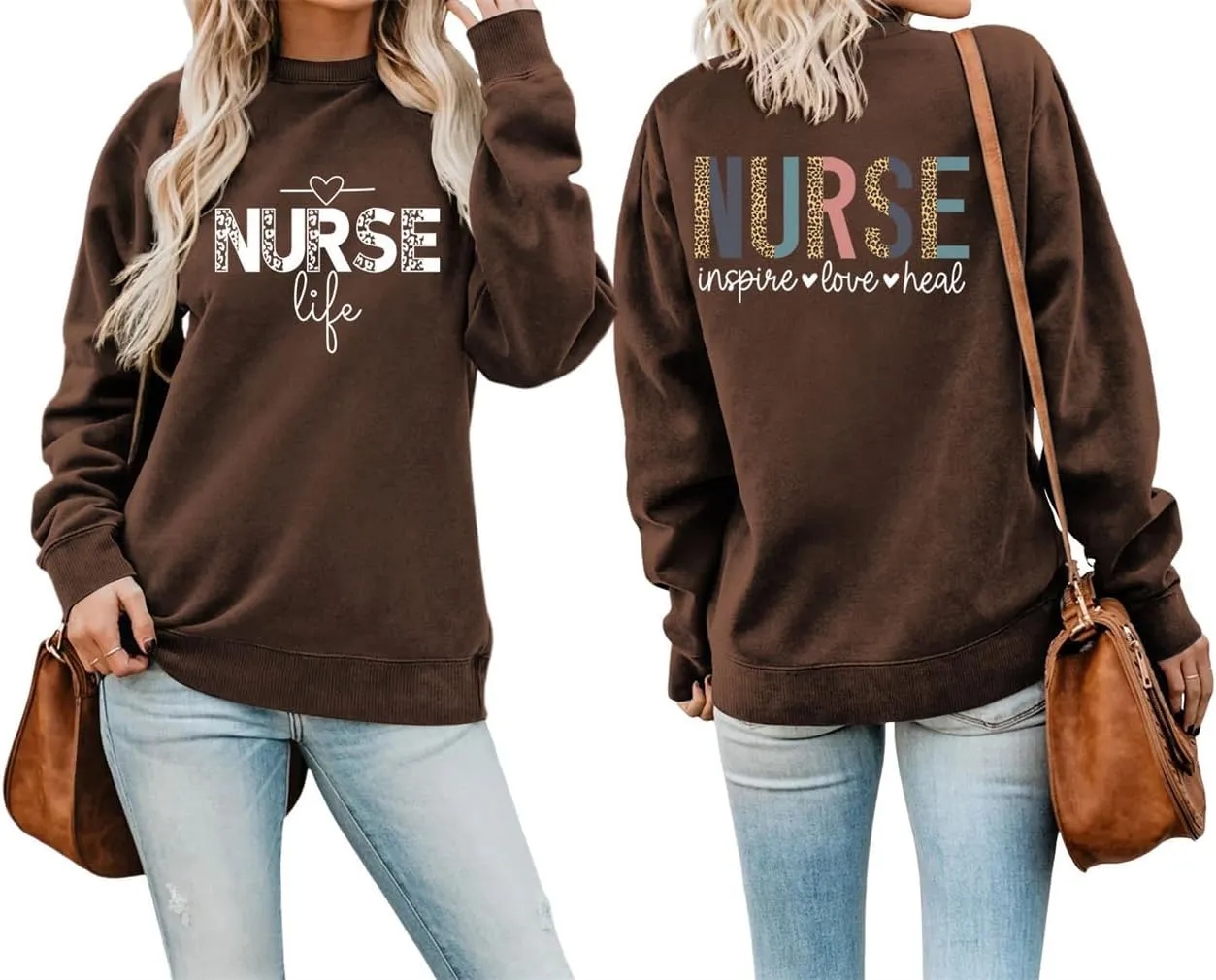 Nurse Life Nurse Sweatshirt Women Graphic Letter Print Long Sleeve Crew Neck Nursing School Graduation Pullover Top