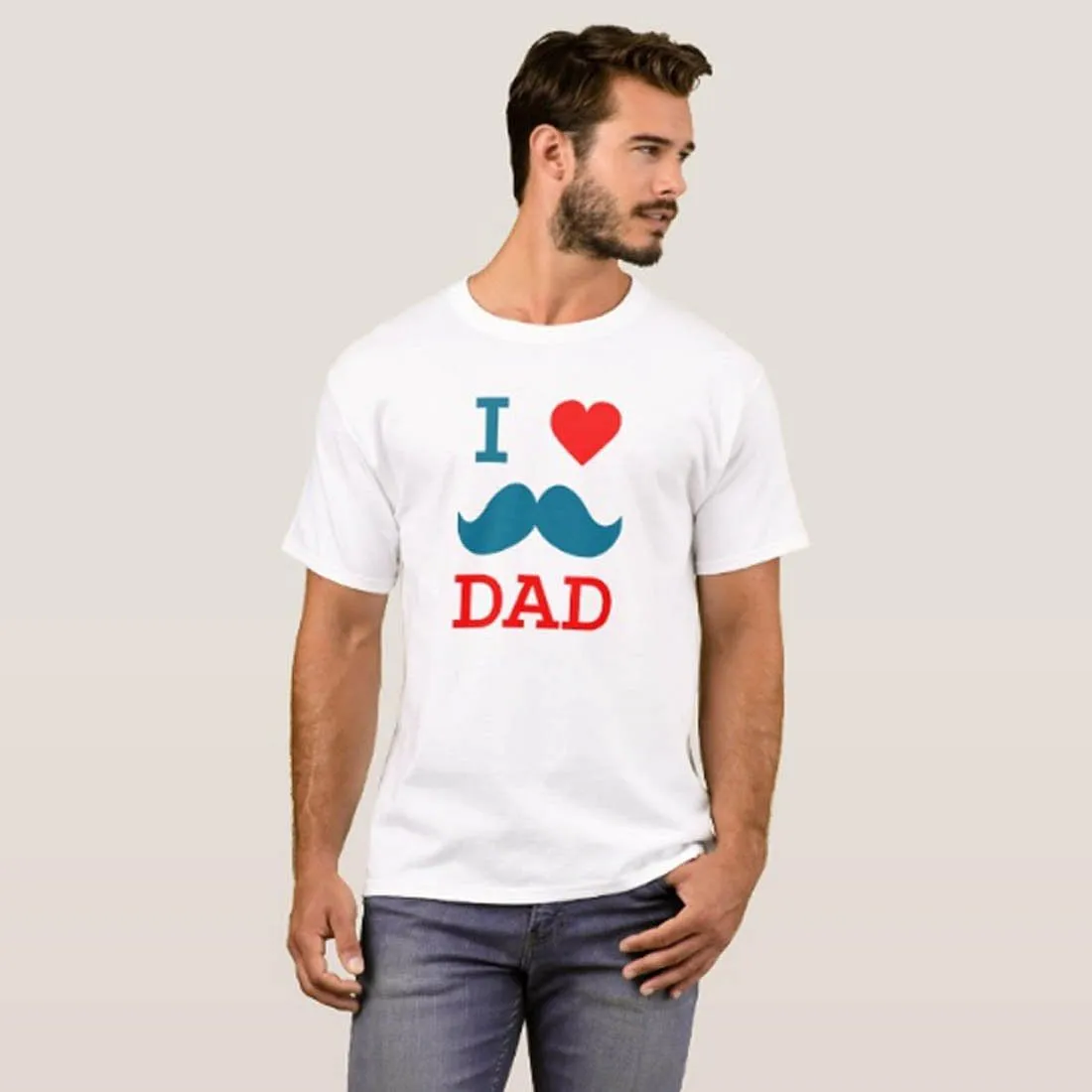 Nutcase Designer Round Neck Men's T-Shirt Wrinkle-Free Poly Cotton Tees - I Love DAD
