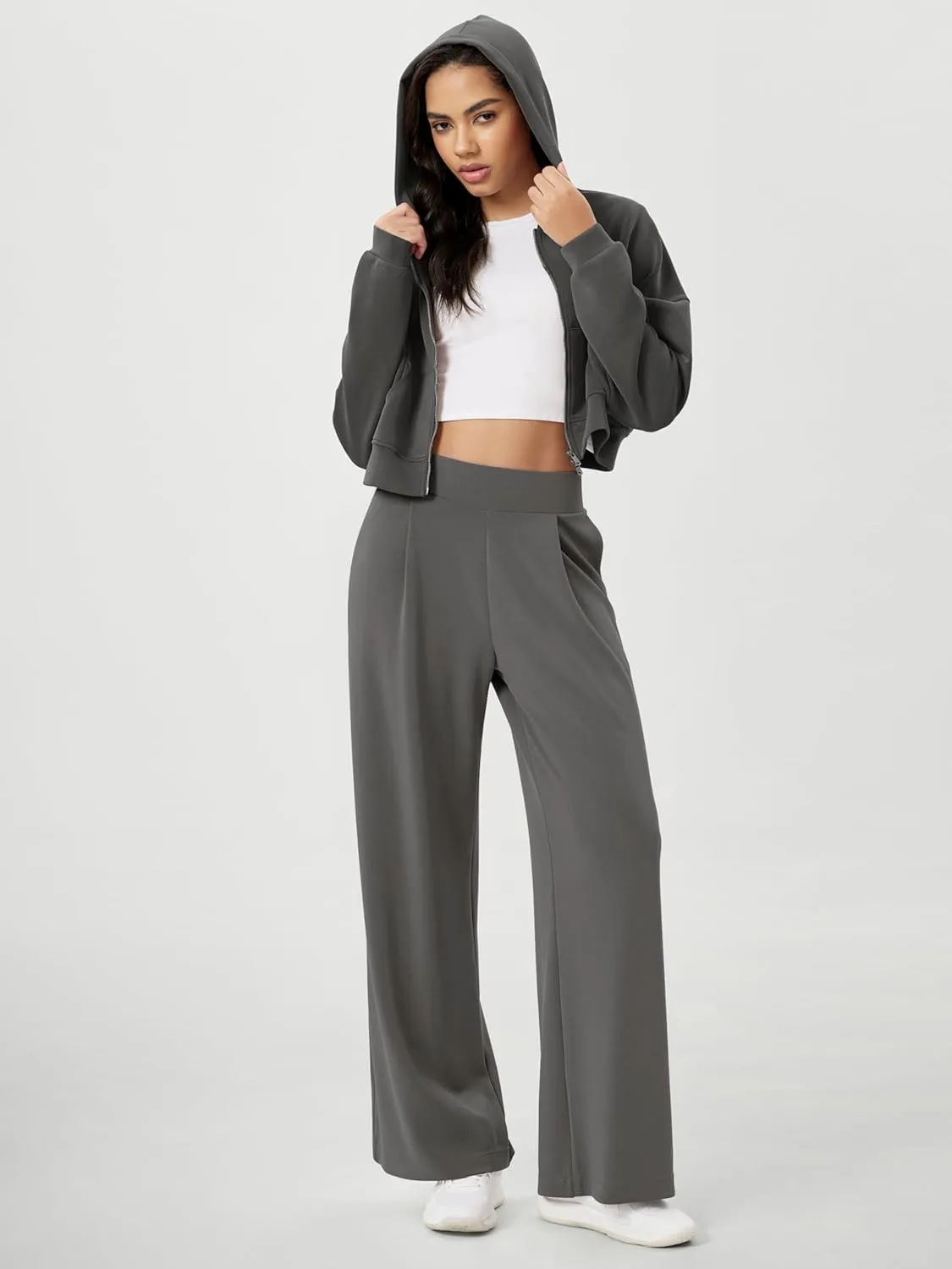 ODODOS Modal Soft Wide Leg Pants for Women High Waist Casual Relaxed Pants with Pockets-27/29"/ 31" Inseam