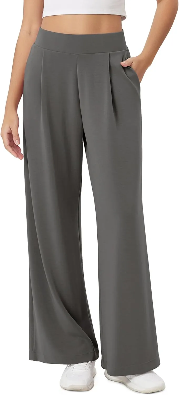 ODODOS Modal Soft Wide Leg Pants for Women High Waist Casual Relaxed Pants with Pockets-27/29"/ 31" Inseam