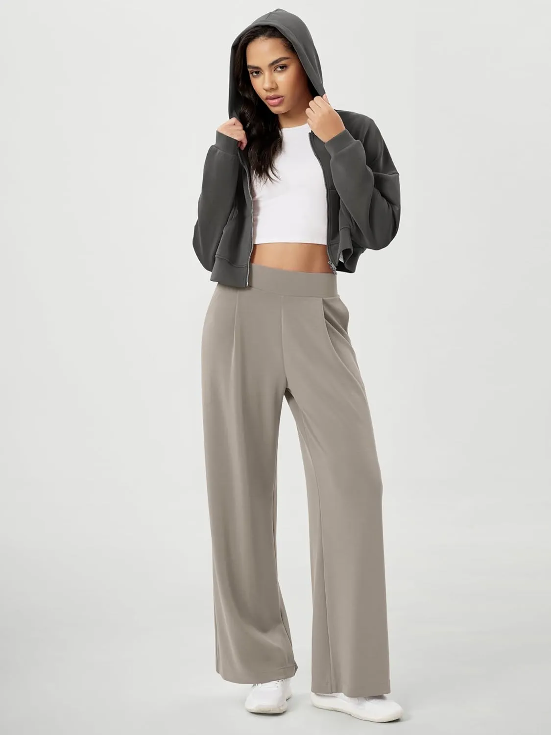 ODODOS Modal Soft Wide Leg Pants for Women High Waist Casual Relaxed Pants with Pockets-27/29"/ 31" Inseam