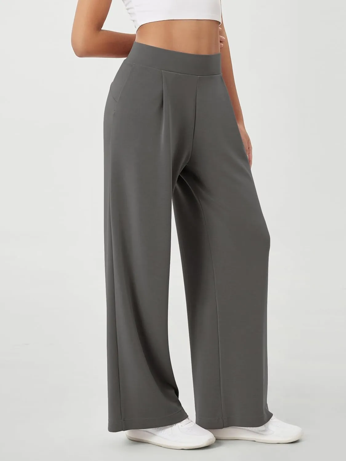ODODOS Modal Soft Wide Leg Pants for Women High Waist Casual Relaxed Pants with Pockets-27/29"/ 31" Inseam