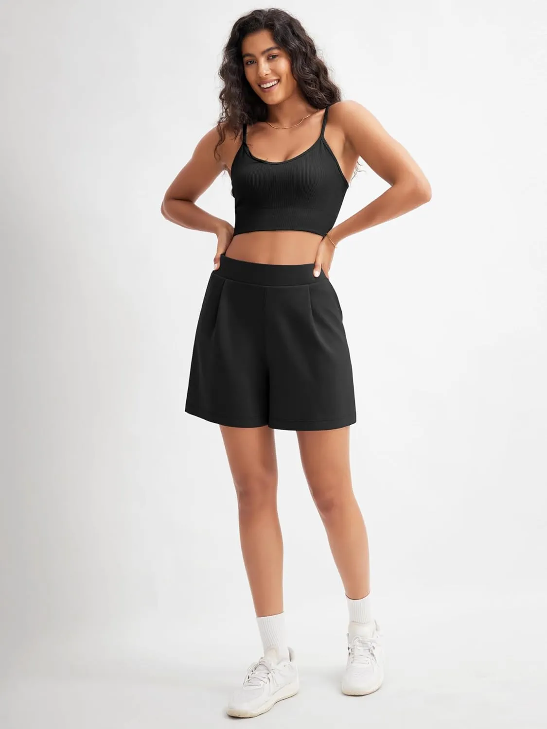 ODODOS Modal Soft Wide Leg Shorts for Women High Waist Casual Relaxed Shorts with Pockets-Inseam 4"/ 6"