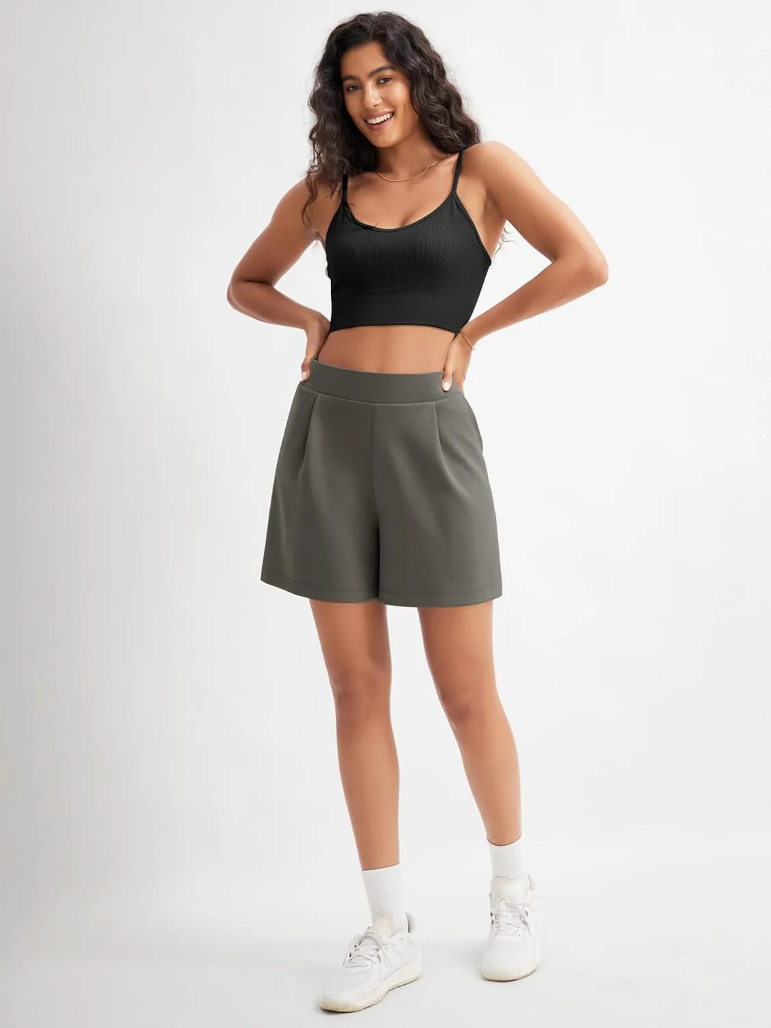 ODODOS Modal Soft Wide Leg Shorts for Women High Waist Casual Relaxed Shorts with Pockets-Inseam 4"/ 6"