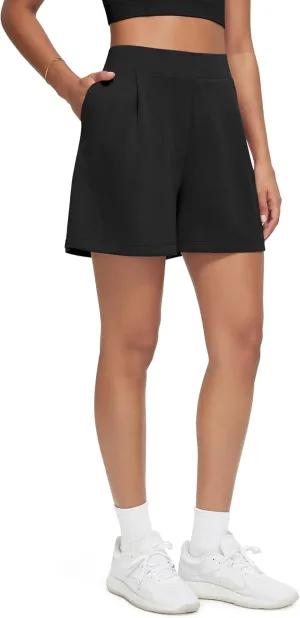 ODODOS Modal Soft Wide Leg Shorts for Women High Waist Casual Relaxed Shorts with Pockets-Inseam 4"/ 6"