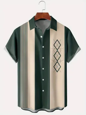 Oliver - Vintage Bowling Geometrische Grafische Print Fashion Hawaii Shirt