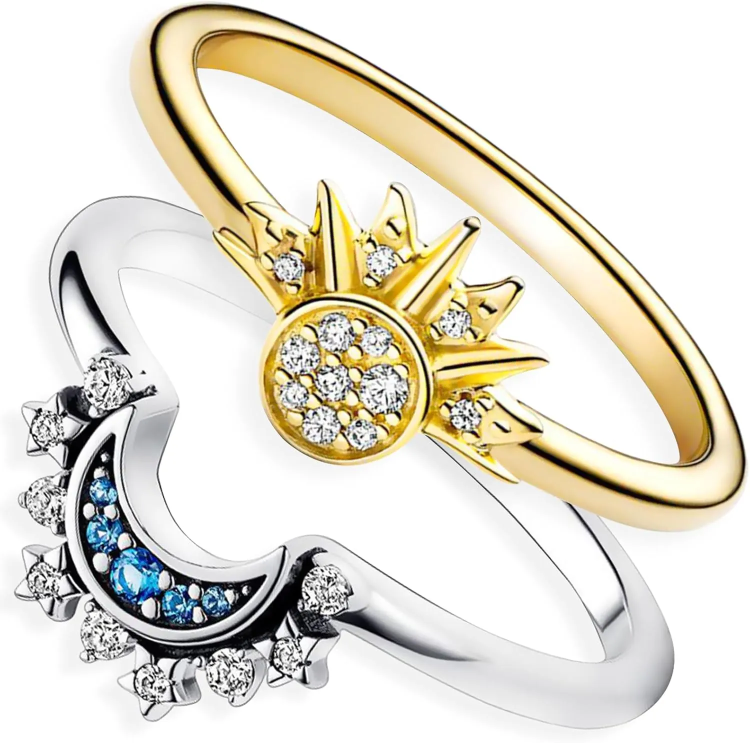 Opal Rings for Women,925 Sterling Silver Stackable Cubic Zirconia Ring Set Crown Rings Opal Stone Crystal Jewelry