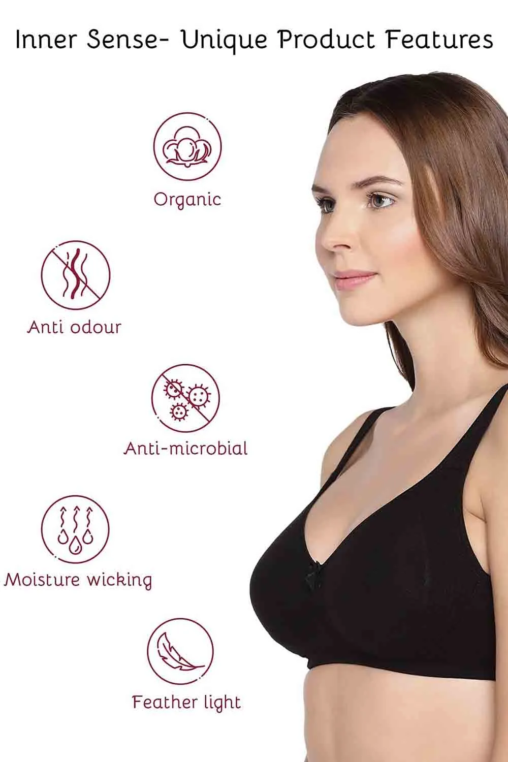 Organic Cotton  Antimicrobial  Seamless Side Support Bra (Pack of 3)-ISB057-Black_Black_B.Pink-