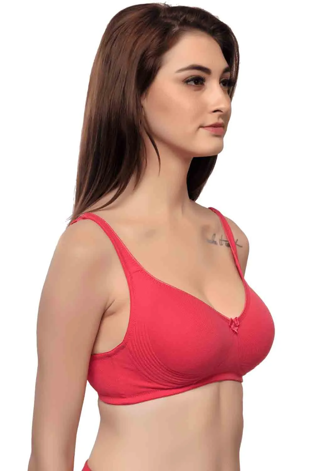 Organic Cotton  Antimicrobial  Seamless Side Support Bra (Pack of 3)-ISB057-Black_Black_B.Pink-
