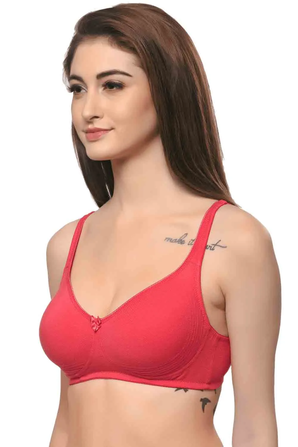 Organic Cotton  Antimicrobial  Seamless Side Support Bra (Pack of 3)-ISB057-Black_Black_B.Pink-