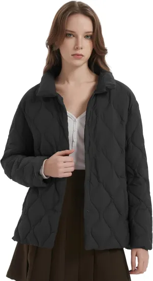 Orolay Women's Oversized Puffer Jacket Lightweight Quilted Down Coat Water Repellent Casual Outerwear