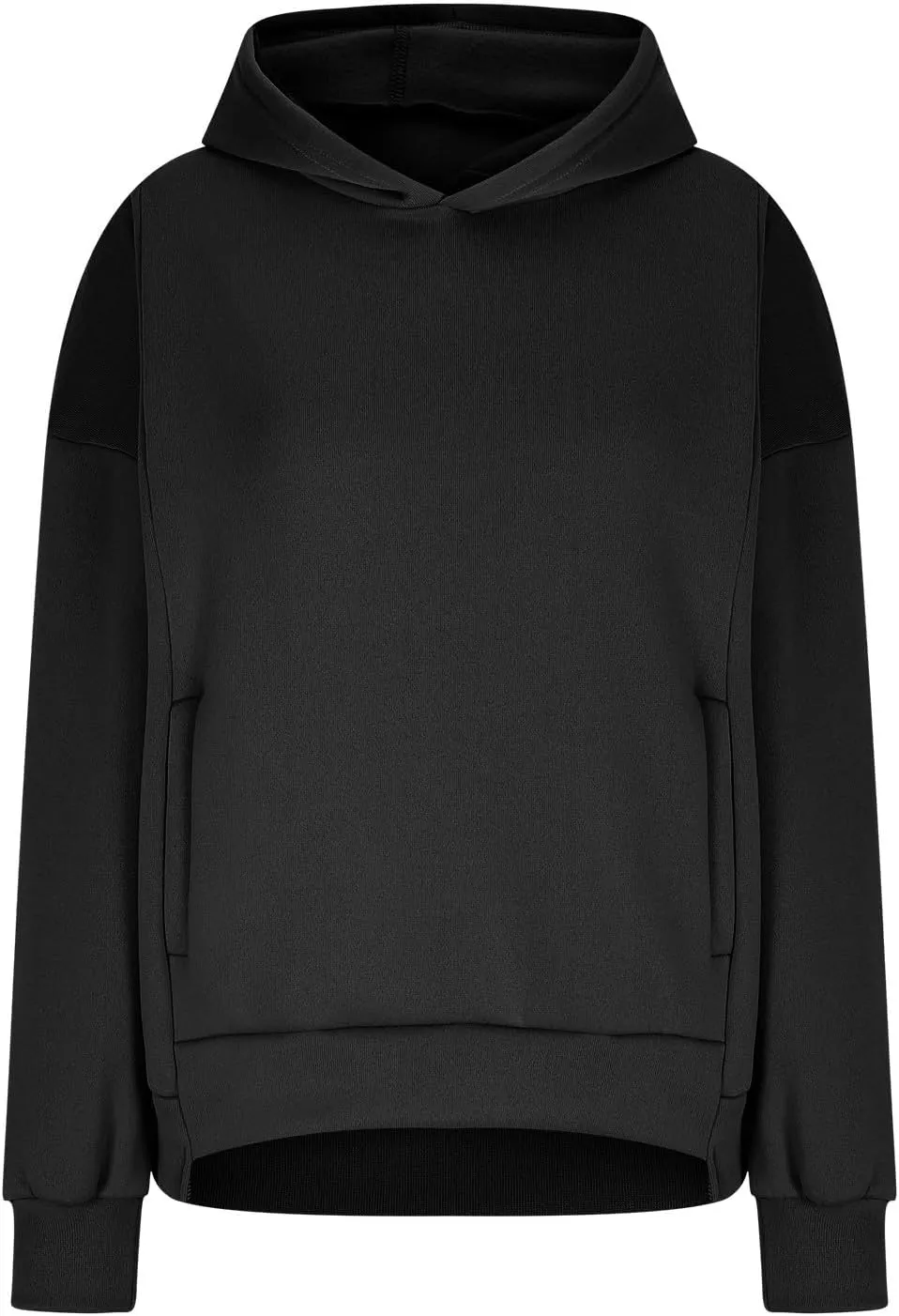 Oversized Hoodies for Women 2024 Classic Solid Loose Fit Tops Crewneck Slit Hem Pullover Fall Outfits with Pocket