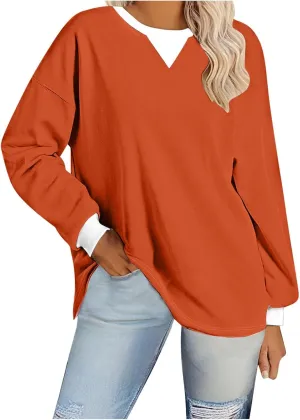 Oversized Sweatshirt for Women Dressy Casual Long Sleeve Hoodie Plain Crew Neck Shirts Fall Teens Preppy Clothes