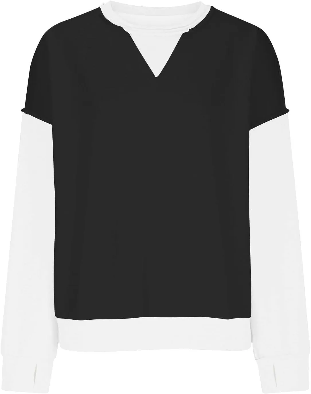 Oversized Sweatshirt for Women Fall Crewneck Splicing Color Tops Long Sleeve Fashion Soft Pullover Sweaters Clothes