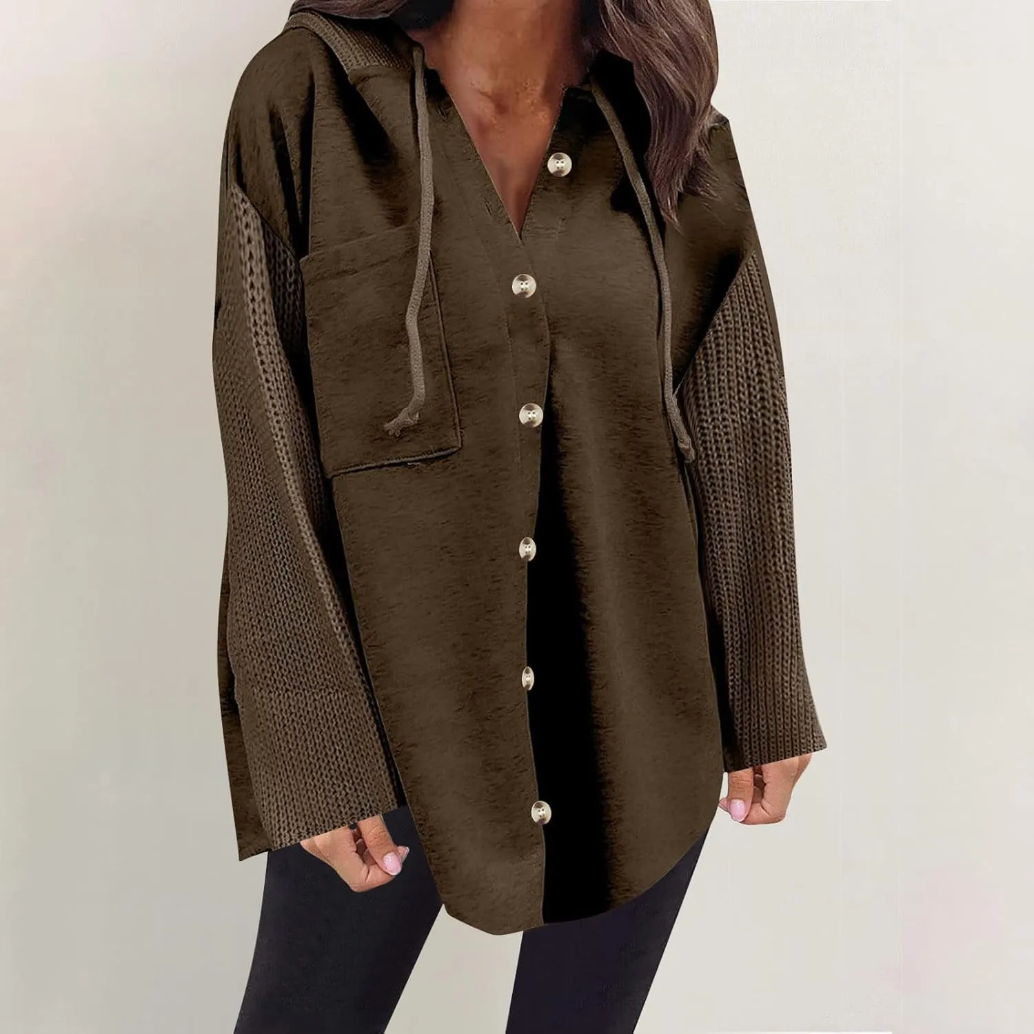 Oversized Sweatshirt Jackets for Women Trendy 2025 Spring Outfits Casual Long Sleeve Button Hooded Shacket Hoodies
