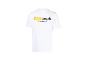 Palm Angels - Yellow Sprayed La White T-Shirt
