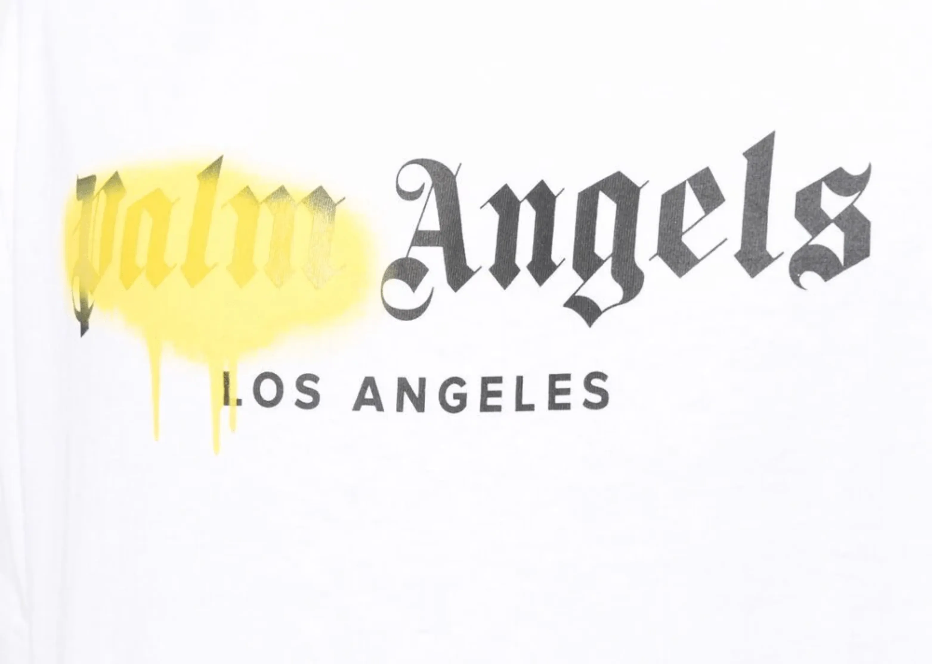 Palm Angels - Yellow Sprayed La White T-Shirt