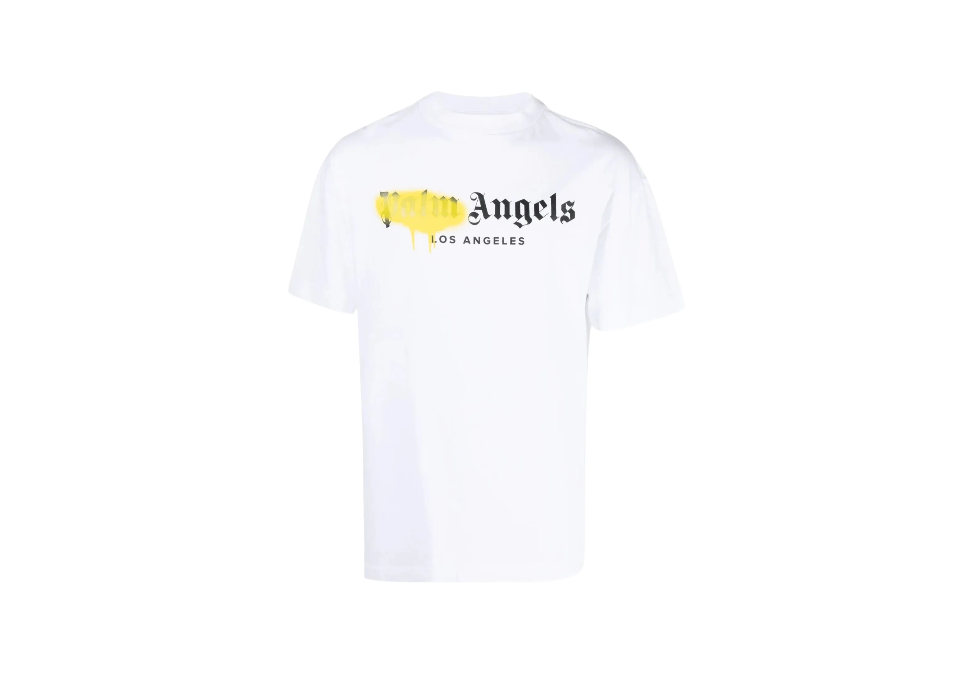 Palm Angels - Yellow Sprayed La White T-Shirt