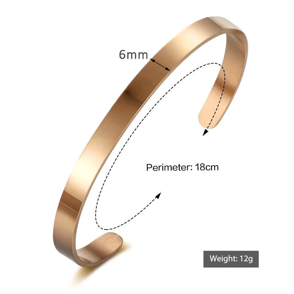 Personalize Your Name 6mm Cuff Bangle
