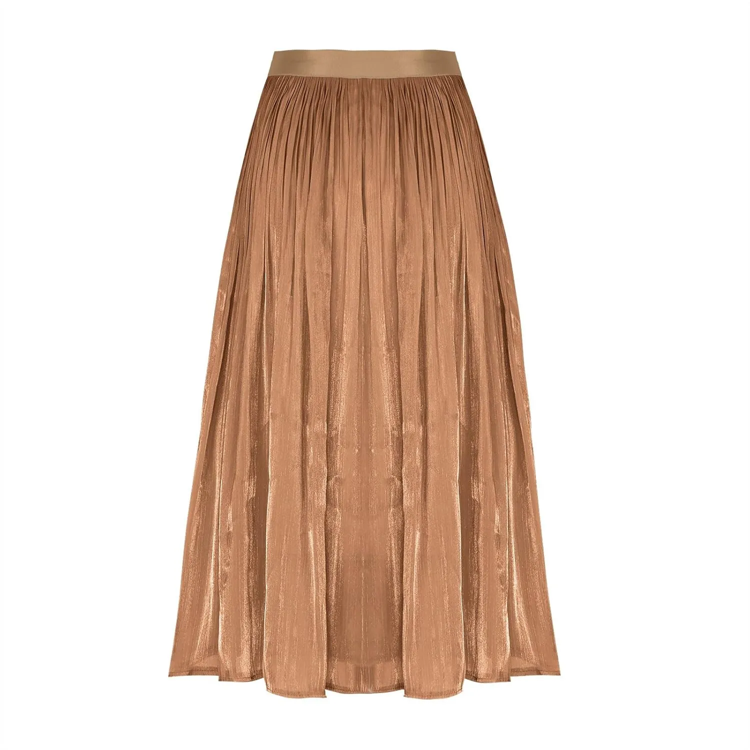Pleated Midi Skirts for Women High Waisted Chiffon Flare Casual Skirt 2025 Trendy A-Line Mesh Layered Tulle Skirts