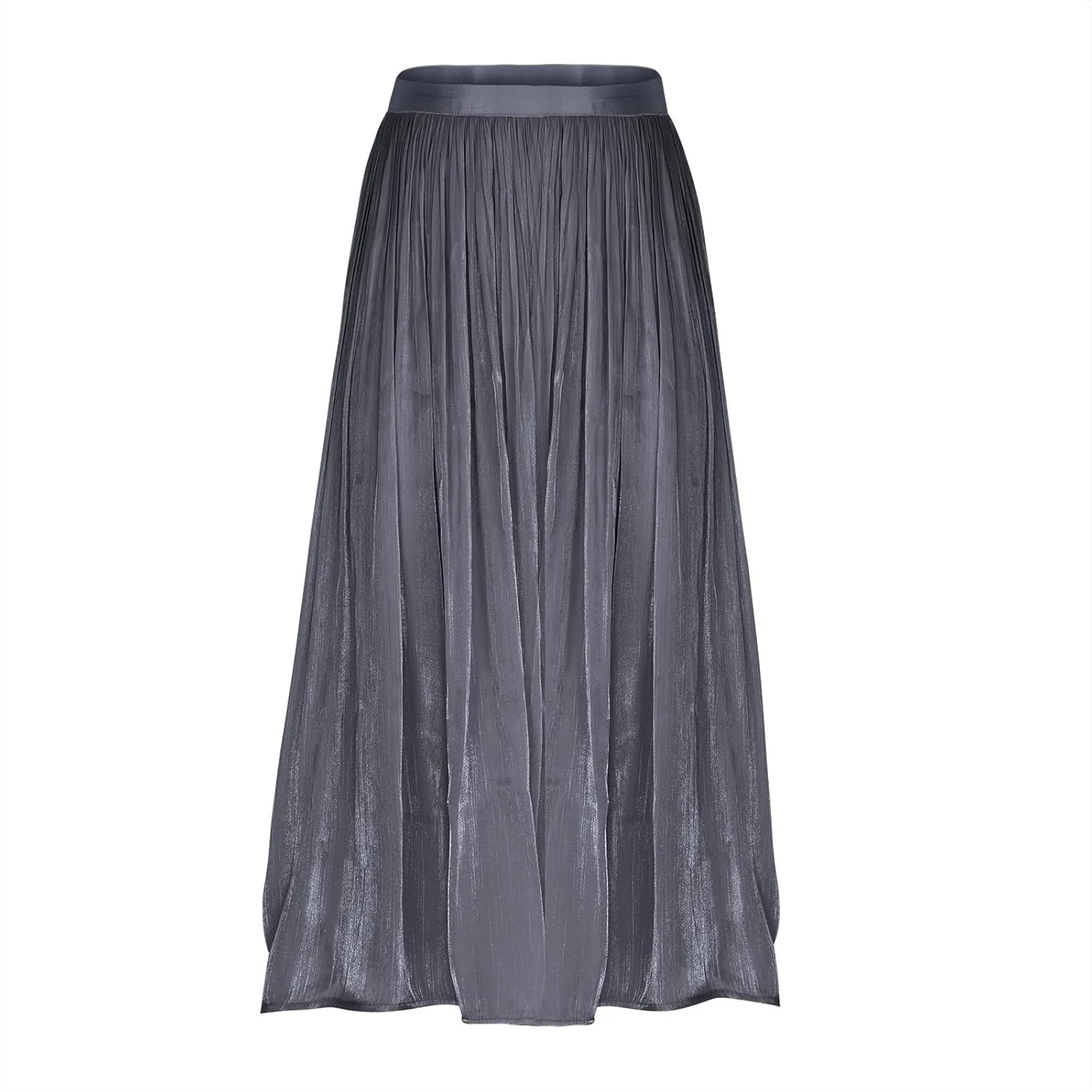 Pleated Midi Skirts for Women High Waisted Chiffon Flare Casual Skirt 2025 Trendy A-Line Mesh Layered Tulle Skirts