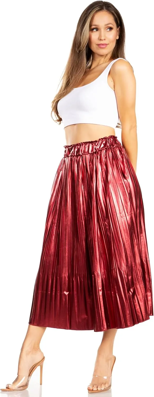 Pleated Midi Skirts for Women with Pockets, Elastic High Waisted Skirt Reg & Plus Size Womens Summer Skirts Trendy 2023