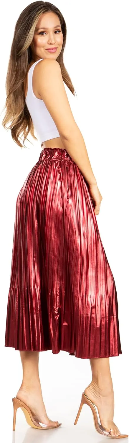 Pleated Midi Skirts for Women with Pockets, Elastic High Waisted Skirt Reg & Plus Size Womens Summer Skirts Trendy 2023