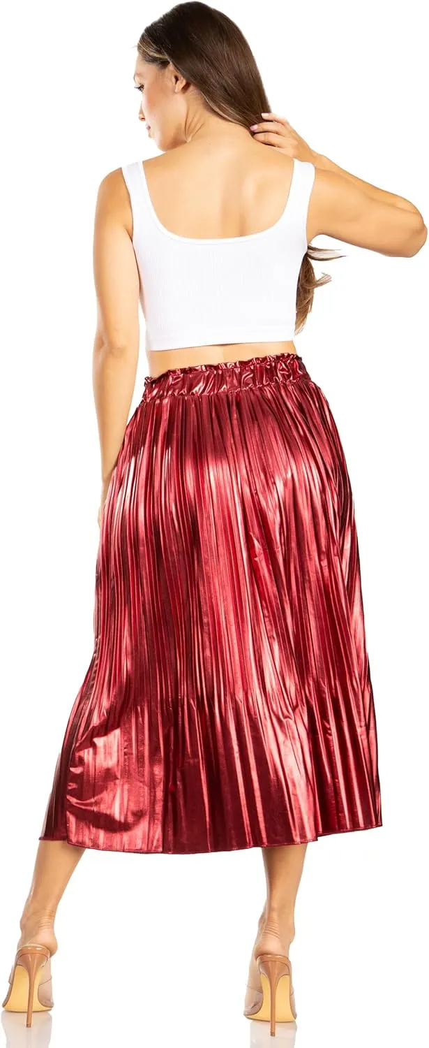 Pleated Midi Skirts for Women with Pockets, Elastic High Waisted Skirt Reg & Plus Size Womens Summer Skirts Trendy 2023