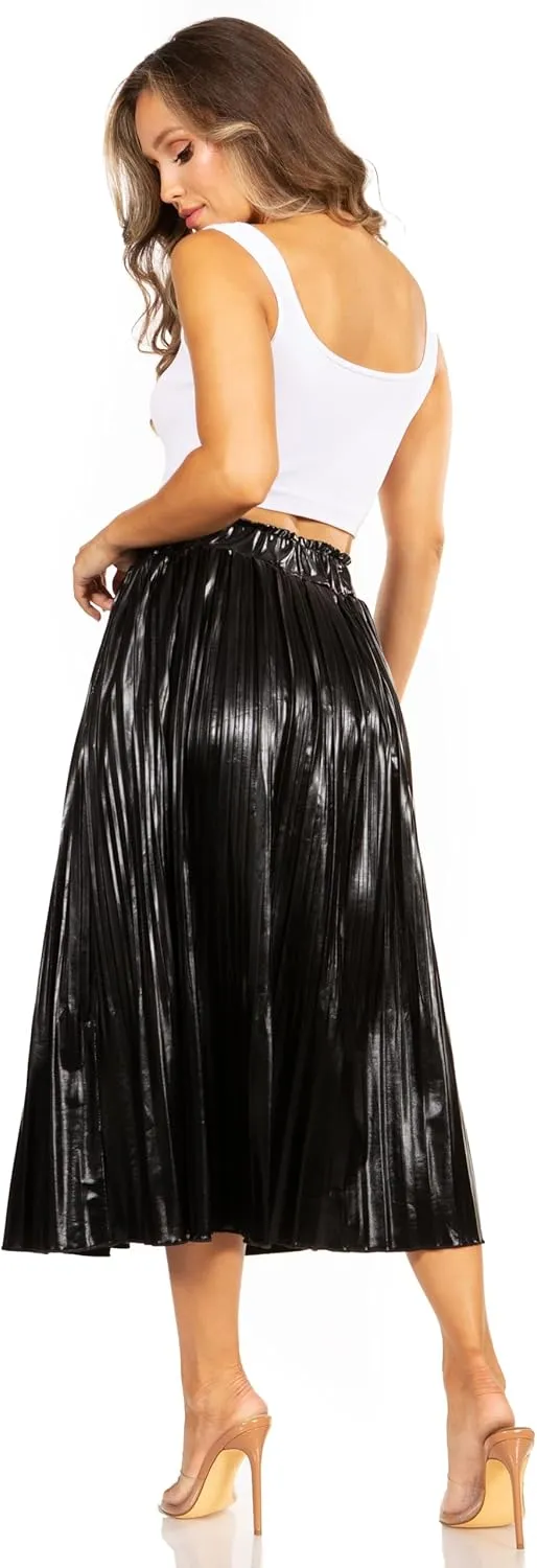 Pleated Midi Skirts for Women with Pockets, Elastic High Waisted Skirt Reg & Plus Size Womens Summer Skirts Trendy 2023