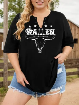 Plus Size Women's Country Concert Outfits V Neck Western Cowgirl Cowboy Shirts Vintage Graphic Tees Casual Summer Tops