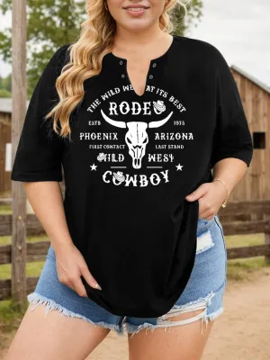 Plus Size Women's Country Concert Outfits V Neck Western Cowgirl Cowboy Shirts Vintage Graphic Tees Casual Summer Tops
