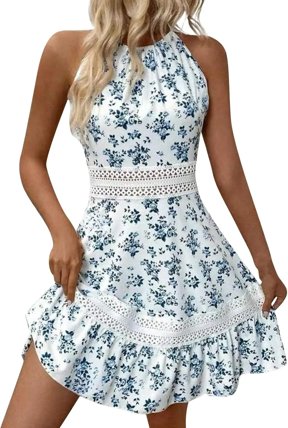 Pop Plus Size Tanks Sundress for Womens Surf Summers Baggy Dresses Women Crew-Neck