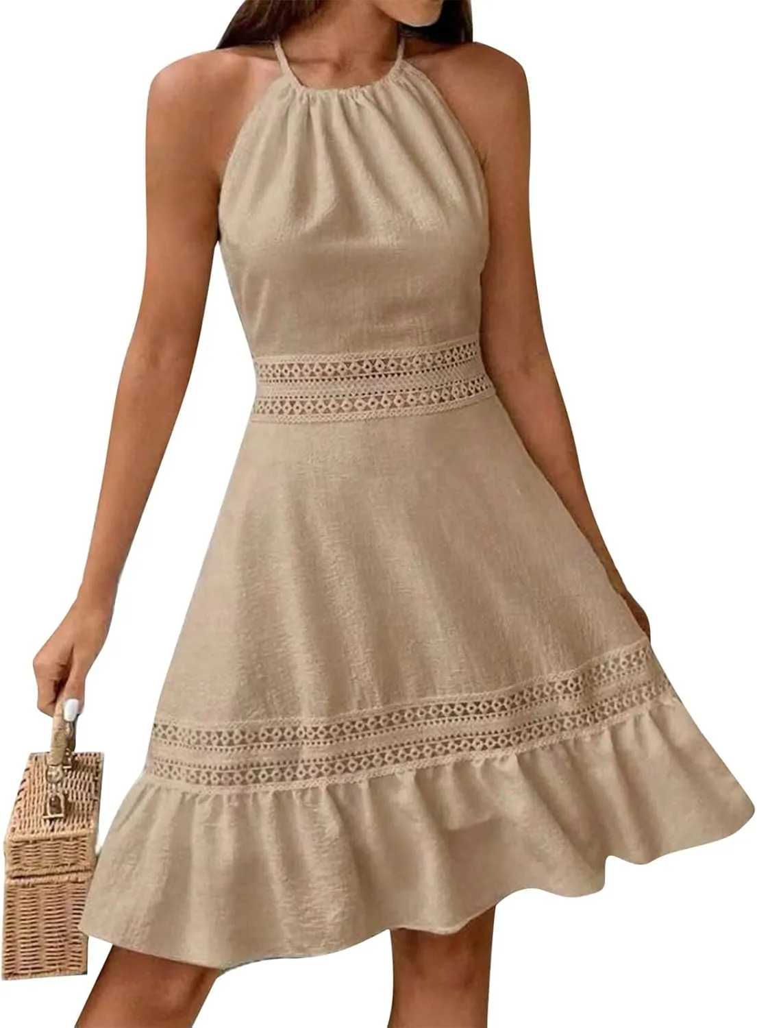 Pop Plus Size Tanks Sundress for Womens Surf Summers Baggy Dresses Women Crew-Neck