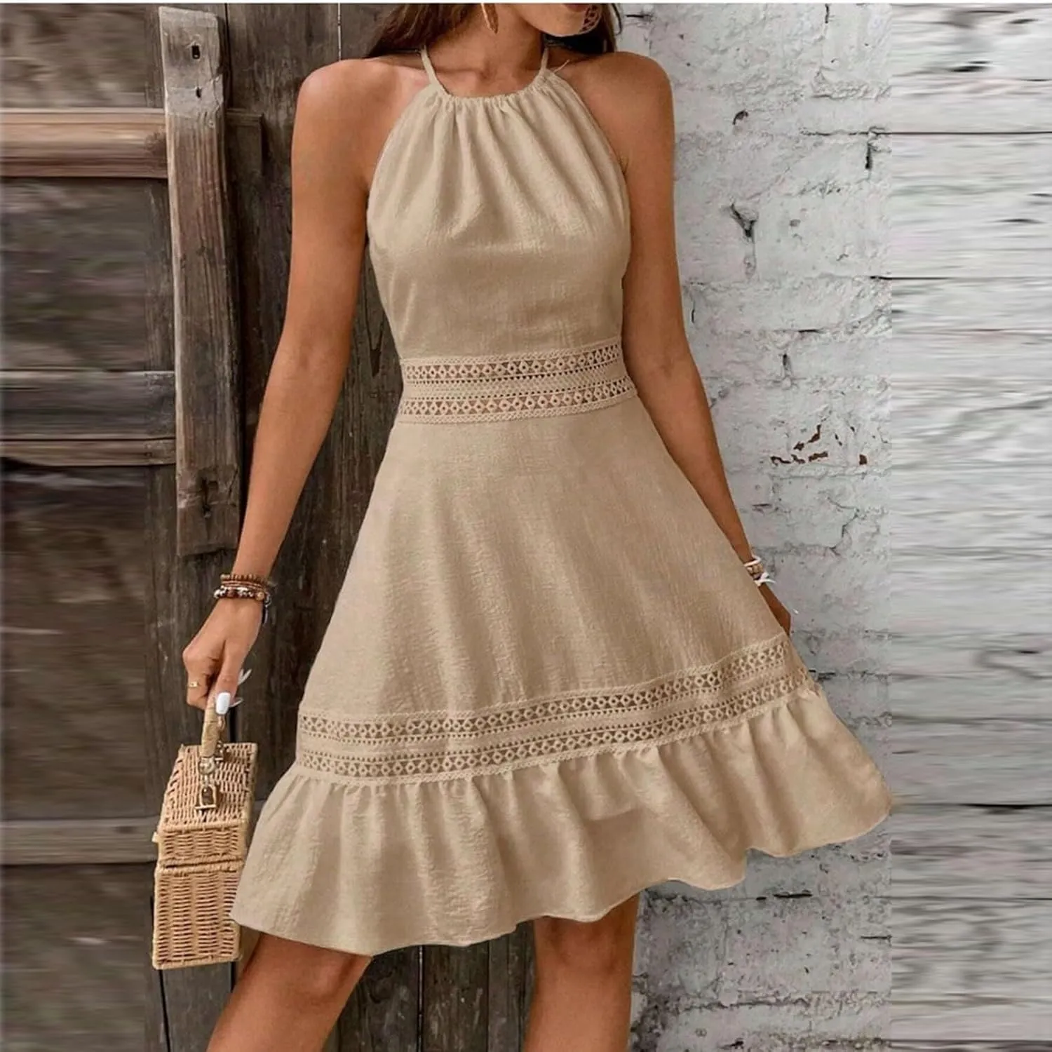 Pop Plus Size Tanks Sundress for Womens Surf Summers Baggy Dresses Women Crew-Neck