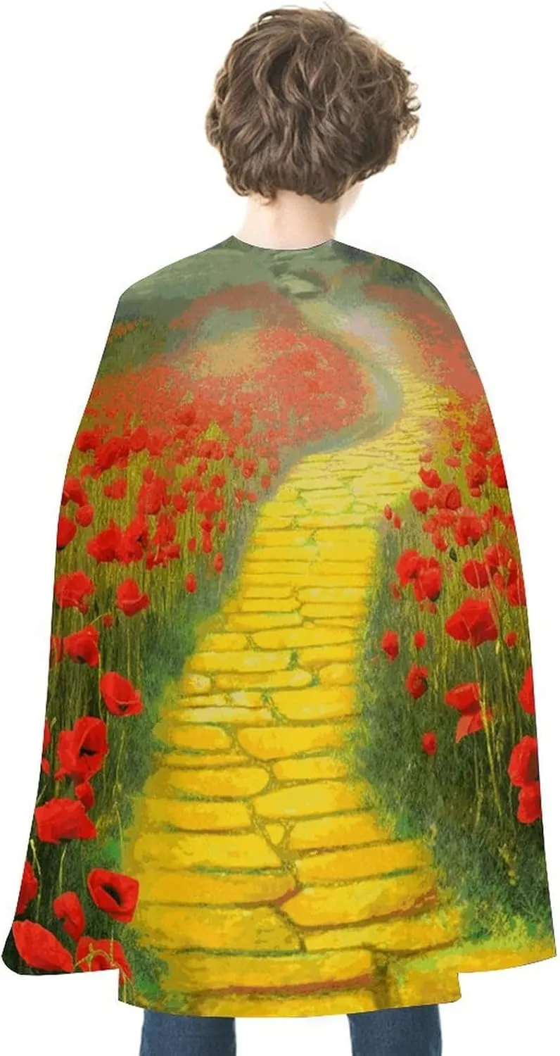 Poppies Field Yellow Brick Road Halloween Cloak Unisex Halloween Cape Vampire Witch Cape for Halloween Cosplay Costume Robe