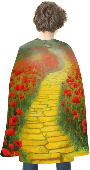 Poppies Field Yellow Brick Road Halloween Cloak Unisex Halloween Cape Vampire Witch Cape for Halloween Cosplay Costume Robe