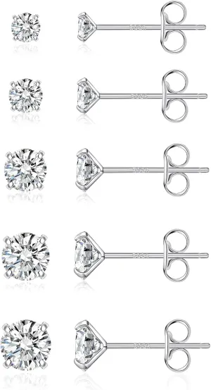 PRETOLE 8 Pairs Sterling Silver Stud Earrings for Women,14K Gold Plated Stud Earrings Set for Women Hypoallergenic Stud Earrings Cubic Zirconia Stud Earrings Small Stud Earrings for Women