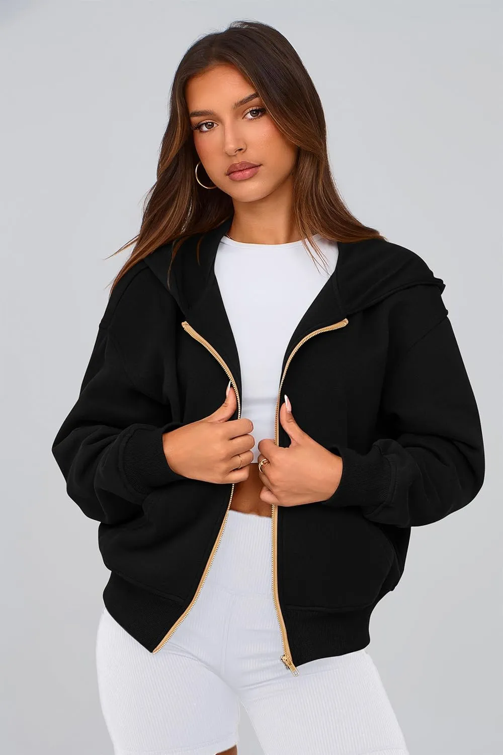 PRETTYGARDEN Women's Zip Up Hoodie Sweatshirt Y2K Fall Fashion Clothes Long Sleeve Loose Fit Pockets Casual Trendy Jacket