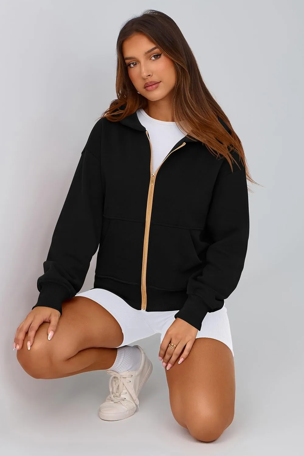 PRETTYGARDEN Women's Zip Up Hoodie Sweatshirt Y2K Fall Fashion Clothes Long Sleeve Loose Fit Pockets Casual Trendy Jacket