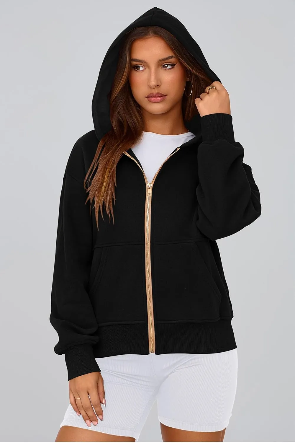 PRETTYGARDEN Women's Zip Up Hoodie Sweatshirt Y2K Fall Fashion Clothes Long Sleeve Loose Fit Pockets Casual Trendy Jacket