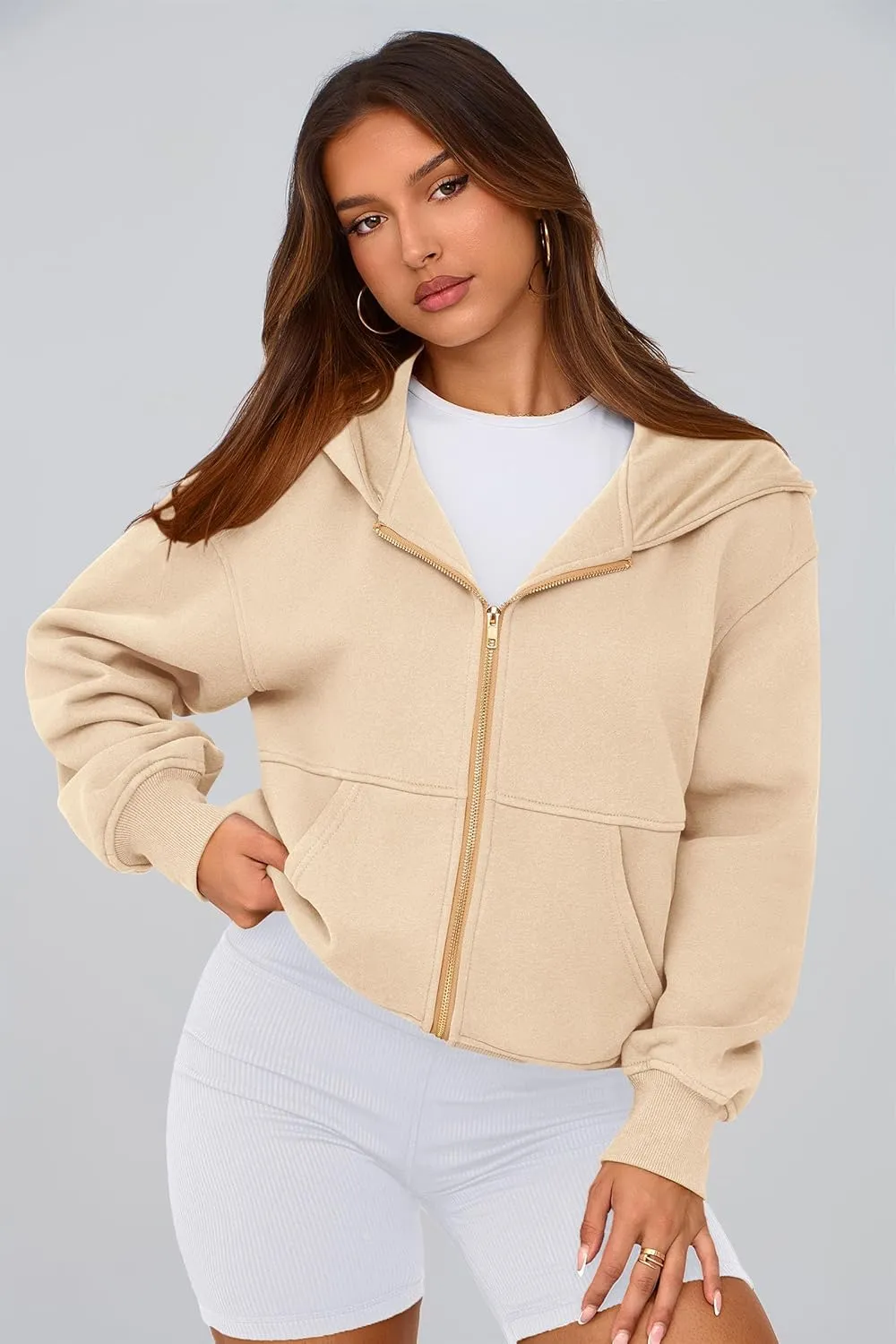 PRETTYGARDEN Women's Zip Up Hoodie Sweatshirt Y2K Fall Fashion Clothes Long Sleeve Loose Fit Pockets Casual Trendy Jacket