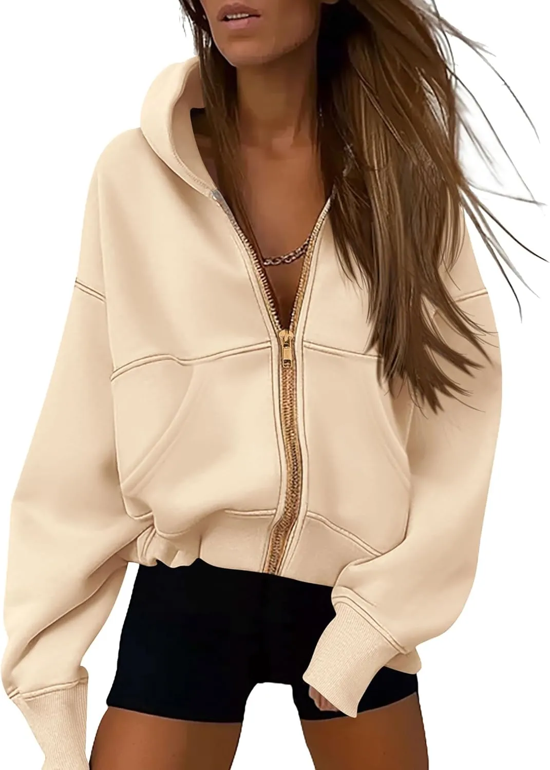 PRETTYGARDEN Women's Zip Up Hoodie Sweatshirt Y2K Fall Fashion Clothes Long Sleeve Loose Fit Pockets Casual Trendy Jacket