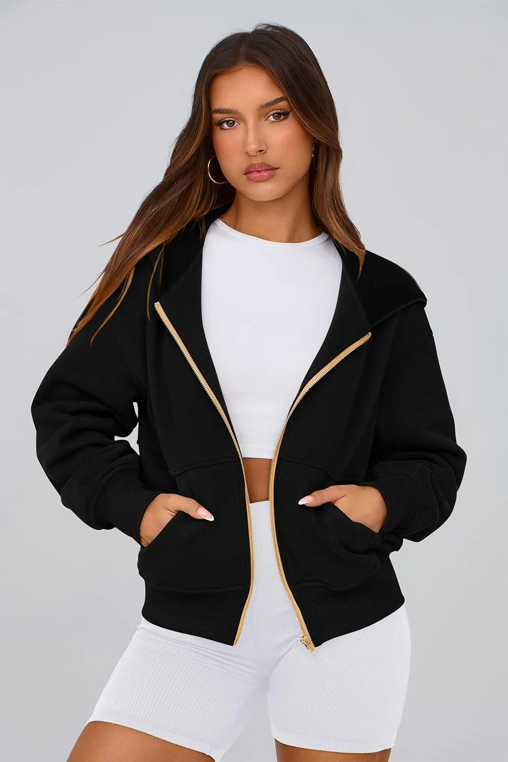 PRETTYGARDEN Women's Zip Up Hoodie Sweatshirt Y2K Fall Fashion Clothes Long Sleeve Loose Fit Pockets Casual Trendy Jacket